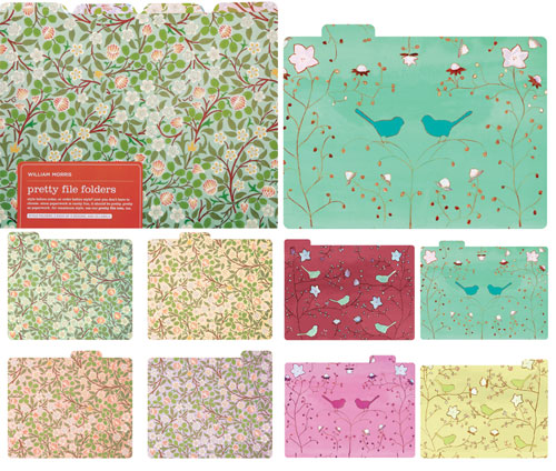 William Morris Pretty File Folders, & Two Birds File Folders